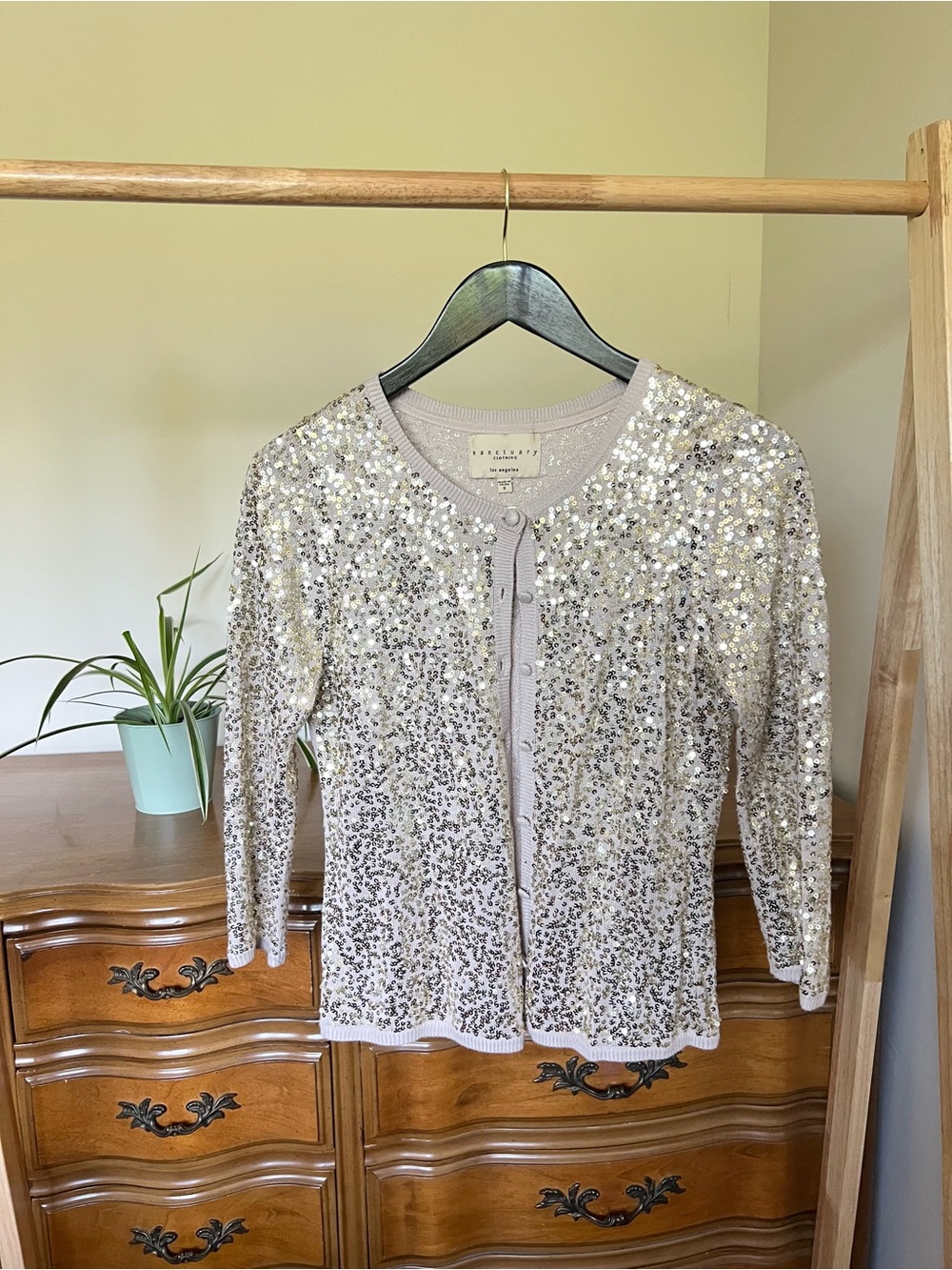 Sanctuary Gold Sequin Cardigan Sweater